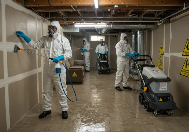 Basement Moisture Removal and Structural Drying process in Terrytown, LA